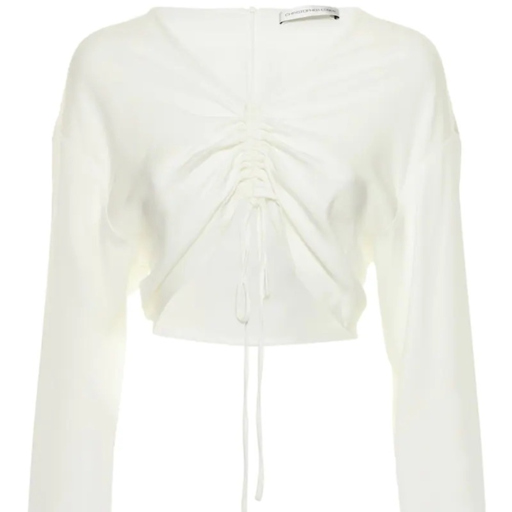 NWT Christopher Esber white, ruched crop top